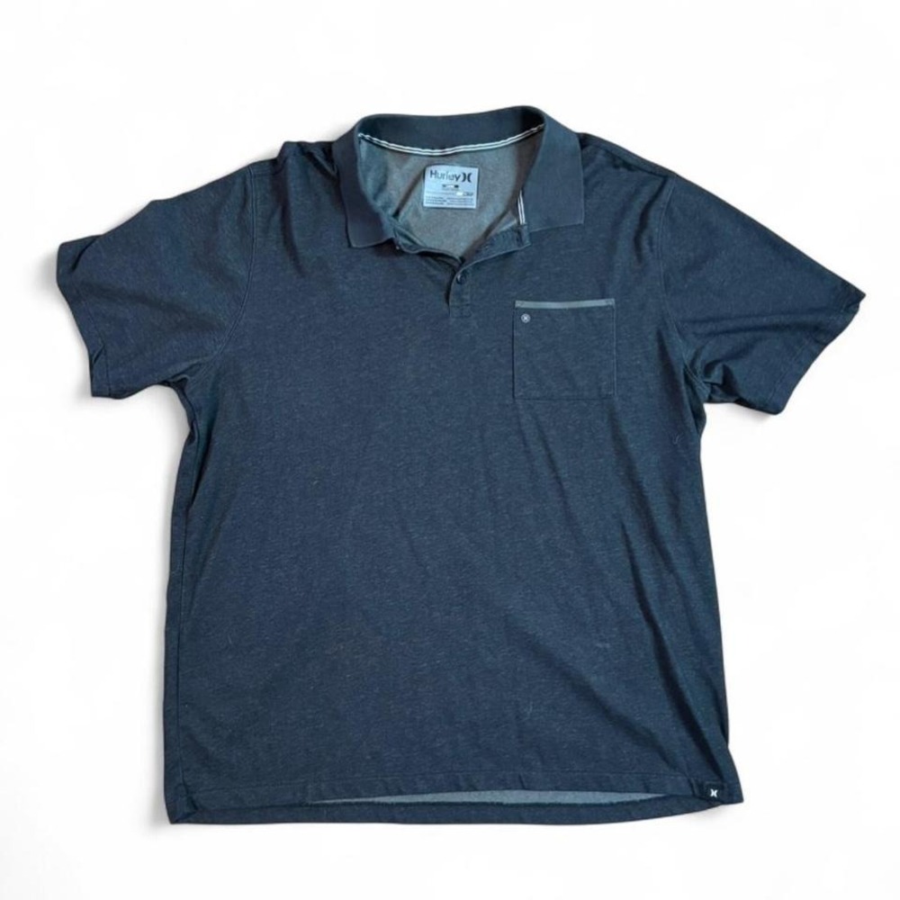 Hurley Nike Dri-fit charcoal gray polo‎ shirt with pocket, Size L